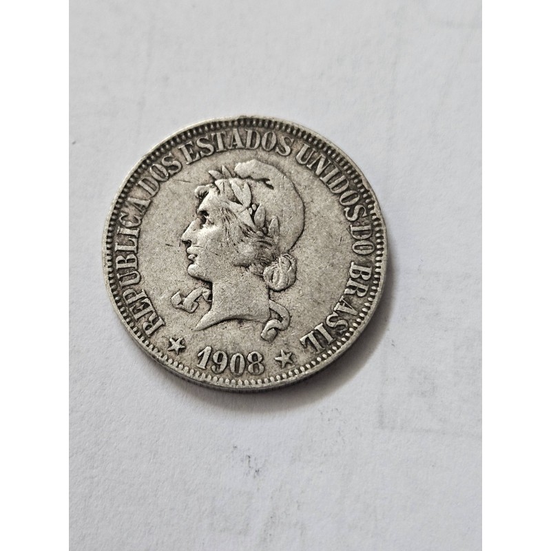 Moeda Brasil 1000 réis 1908 X gramas prata MBC