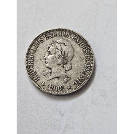 Moeda Brasil 1000 réis 1908 X gramas prata MBC