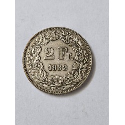 Moeda da Suíça 2 francos 1932 prata