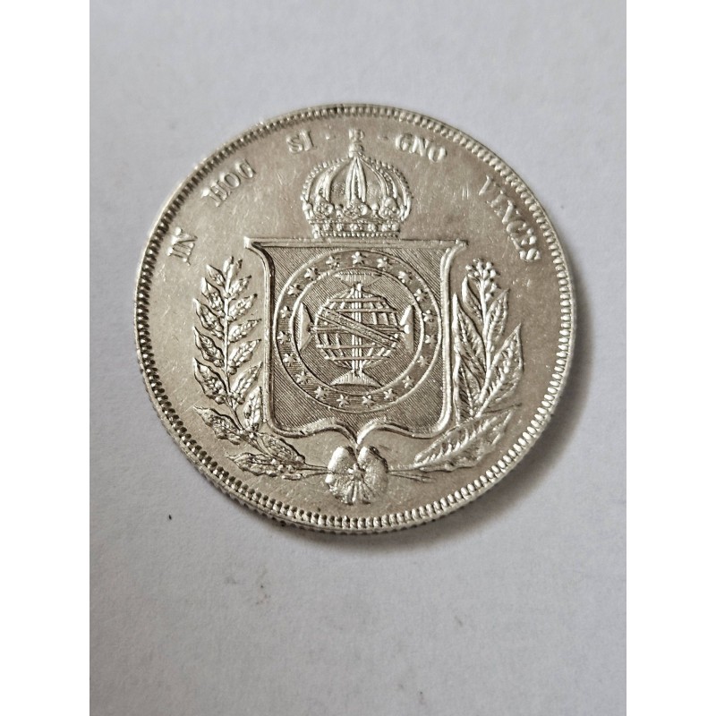 Moeda Brasil Império 1000 réis 1856 prata MBC