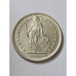 Moeda da Suíça 2 francos 1958 prata 835 9g