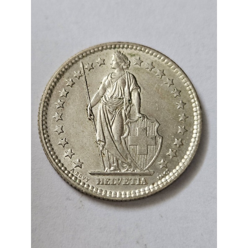 Moeda da Suíça 2 francos 1958 prata 835 9g