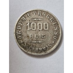 Moeda Brasil 1000 réis 1909 X gramas prata MBC