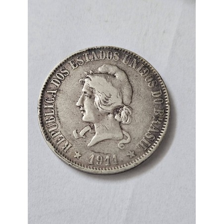 Moeda Brasil 2000 réis 1911 prata XX gramas MBC