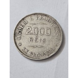 Moeda Brasil 2000 réis 1911 prata XX gramas MBC
