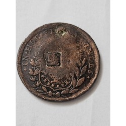 Moeda Brasil Cobre Imperio 80 réis carimbo 40 1825R com furo