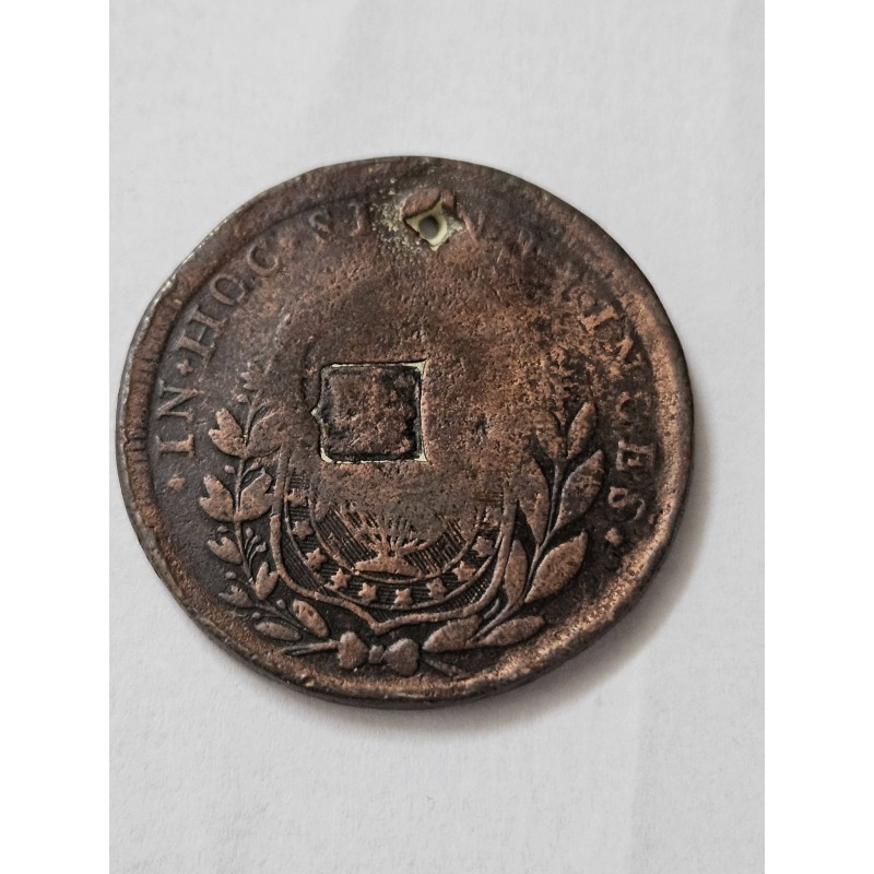 Moeda Brasil Cobre Imperio 80 réis carimbo 40 1825R com furo