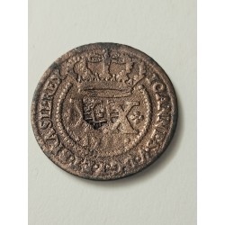Moeda Brasil Cobre XX réis 1735 carimbo escudete