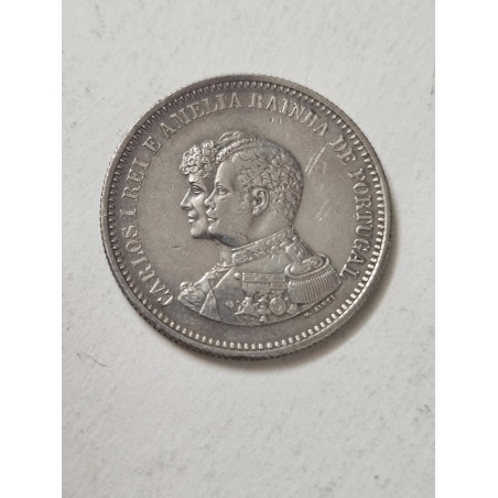 Moeda de Portugal 200 réis 1898 centenário descoberta das índias Prata