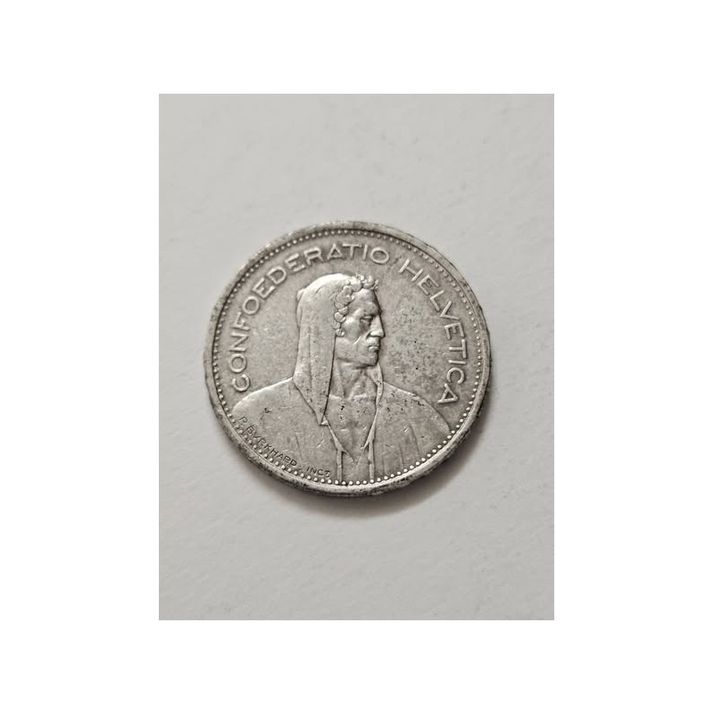 Moeda da Suíça 5 francos 1933B prata