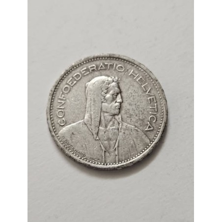 Moeda da Suíça 5 francos 1933B prata
