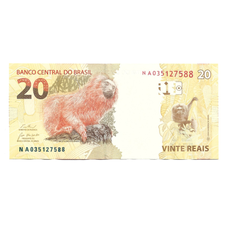 Cédula Brasil 20 reais Letras NA FE