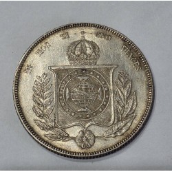 Moeda brasil Império Terceiro Sistema 1000 réis 1860 prata MBCS