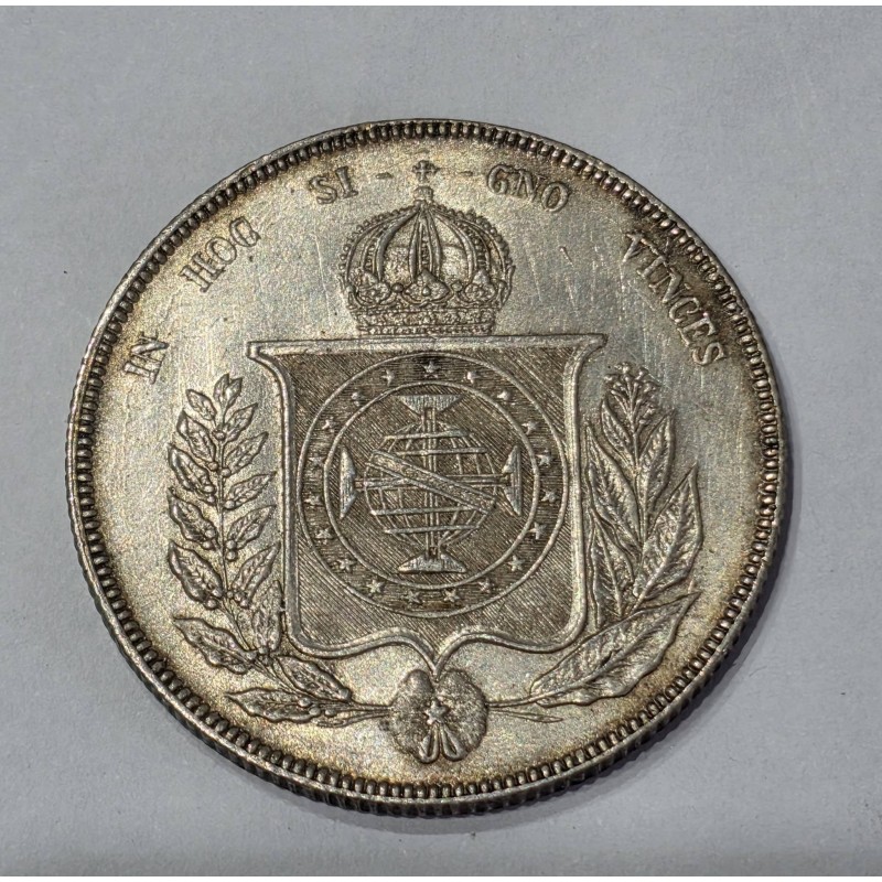 Moeda brasil Império Terceiro Sistema 1000 réis 1860 prata MBCS