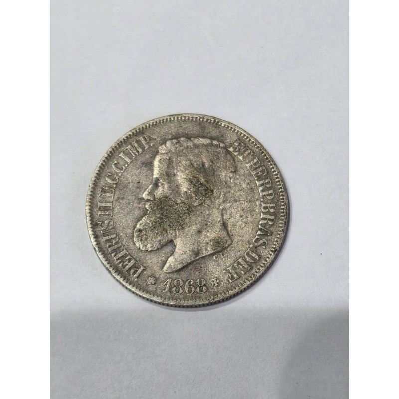 Moeda brasil império 500 réis 1868 prata MBC