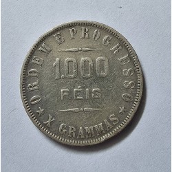 Moeda Brasil 1000 Reis 1907 X gramas prata