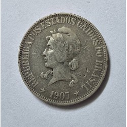 Moeda Brasil 1000 Reis 1907 X gramas prata