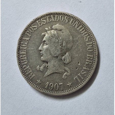 Moeda Brasil 1000 Reis 1907 X gramas prata