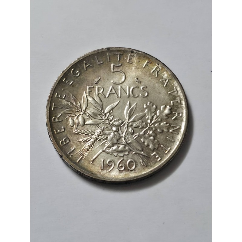 Moeda da França 5 francos 1960 prata 12g .835