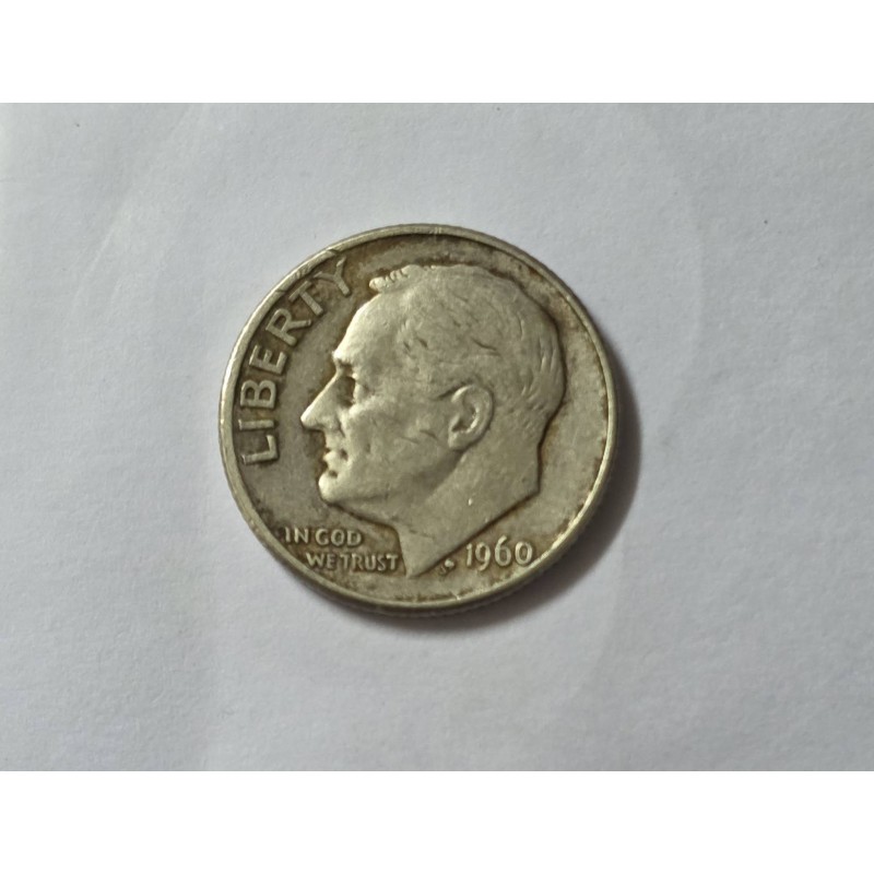 Moeda dos Estados Unidos USA 1 dime 1960 prata