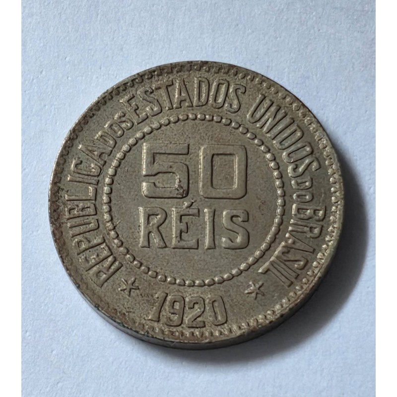 Moeda Brasil 50 Reis 1920 FC escassa