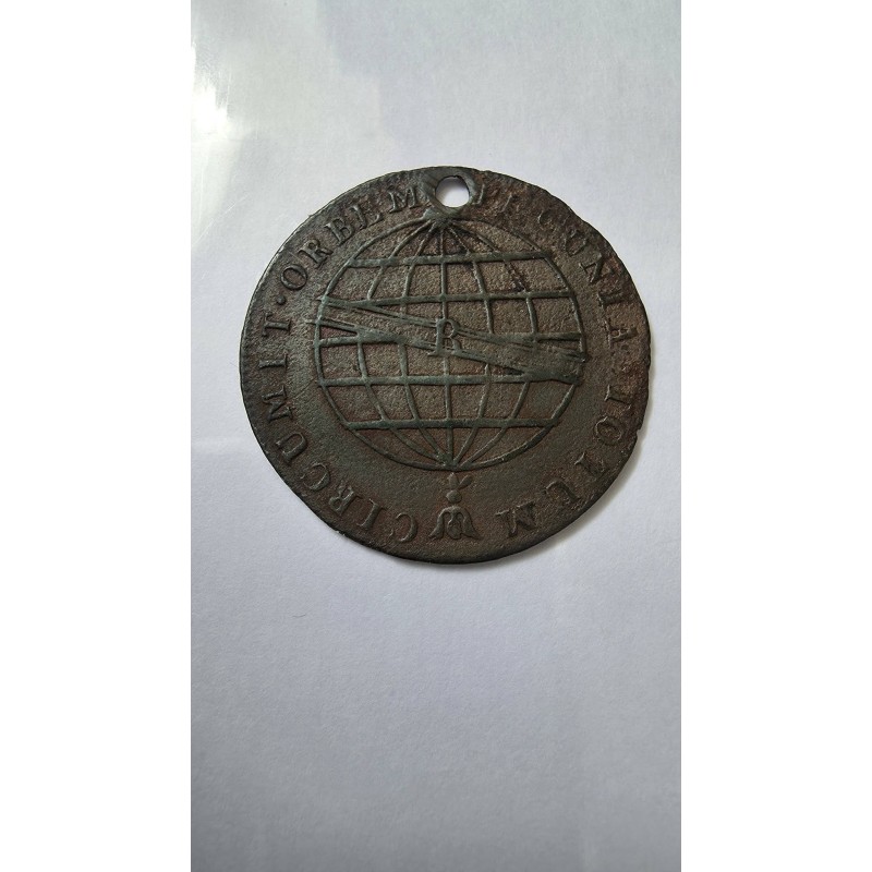 Moeda Brasil XX Reis 1814 R com furo