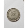 Venda de moeda rara de 50 Pruta de Israel. Item histórico com símbolos de uvas e oliveira, ideal para colecionadores de numismát