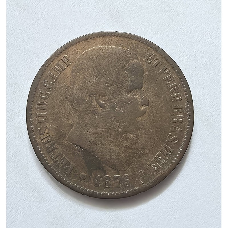 Moeda Brasil 40 Reis 1876 data escassa Dom Pedro II
