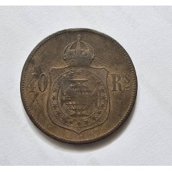 Moeda Brasil 40 Reis 1876 data escassa Dom Pedro II