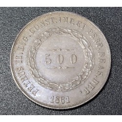 Moeda Brasil Império 500 reis 1861 Flor de Cunho