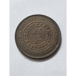 Moeda Brasil republica 40 Reis 1908 Soberba FC