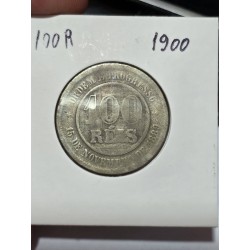 Moeda Brasil 100 réis 1900 data escassa