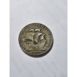 Moeda Portugal 5 Escudos 1933 Caravela - Prata 650 (7g)