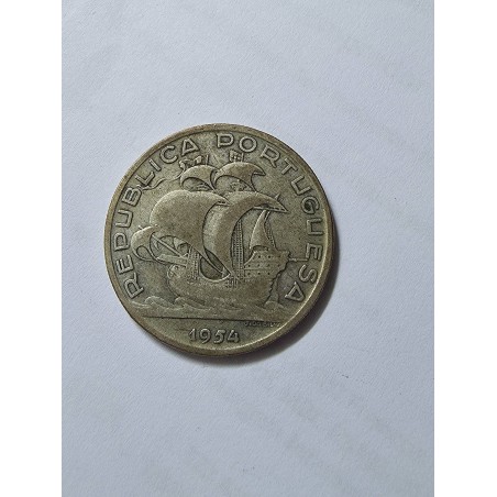 Moeda Portugal 10 escudos 1954 prata 680 12,5g