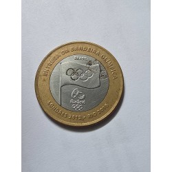 Moeda Brasil 1 real bandeira olímpica  MBC