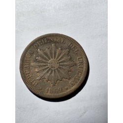 Moeda do Uruguai 2 centésimos 1869