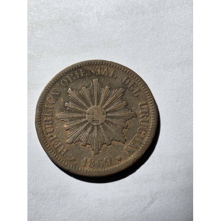 Moeda do Uruguai 2 centésimos 1869