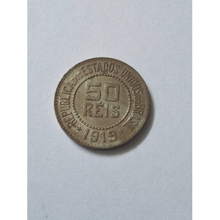 Moeda Brasil Republica 50 reis 1919 Flor de cunho