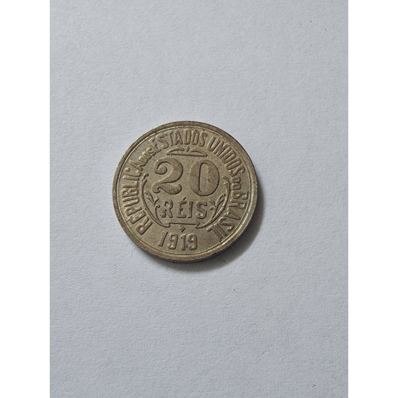 Moeda Brasil 20 reis 1919 Flor de cunho