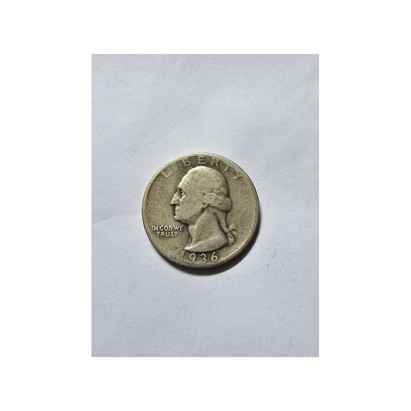 Moeda dos Estados Unidos USA quarter dollar 1936 prata 900