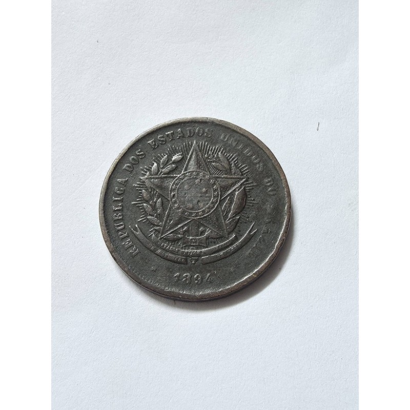 Moeda Brasil republica 20 reis 1894 vintém bronze