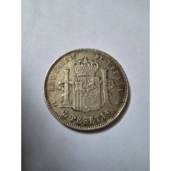 Moeda da Espanha 5 pesetas 1889 prata 25g