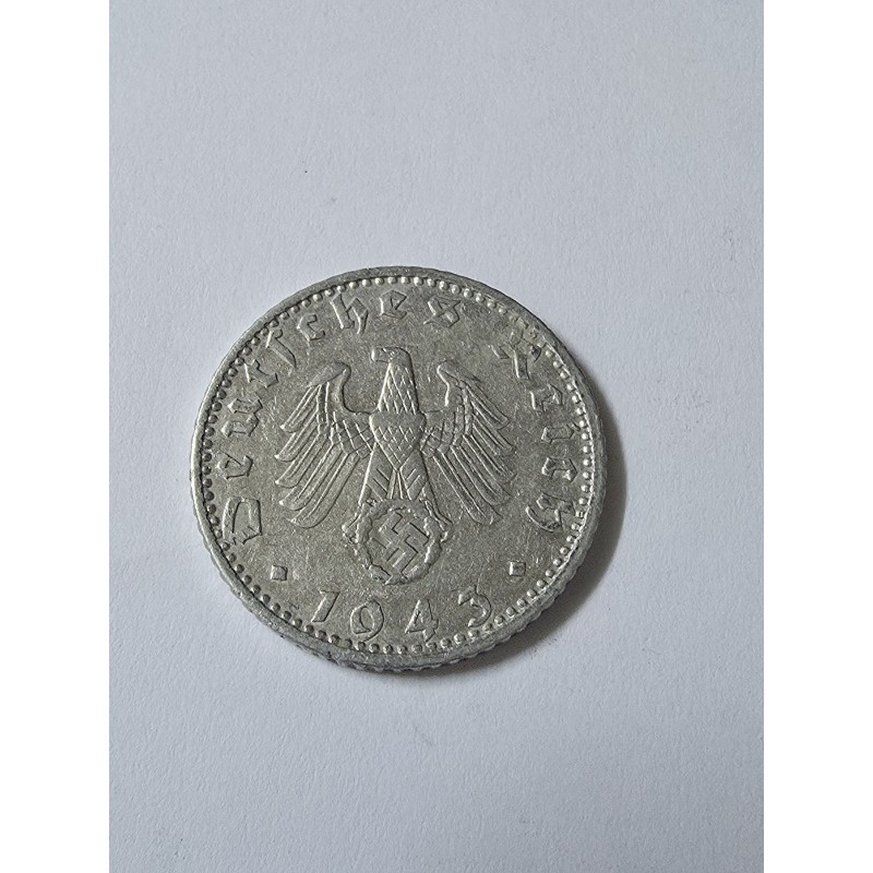 Moeda da Alemanha 50 pfenning 1943 Suastica