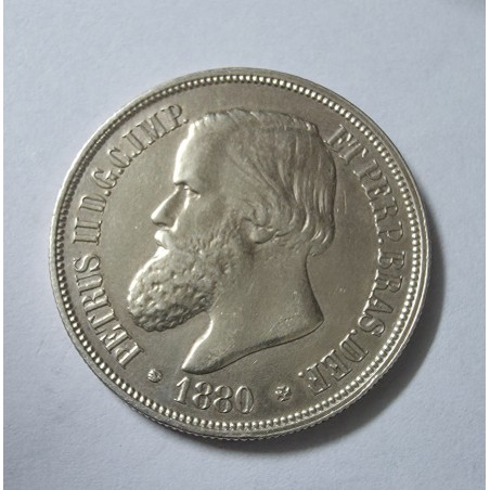 Moeda Brasil Império 1000 reis 1880 data emendada Terceiro Sistema MBCS