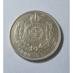 Moeda Brasil Império 1000 reis 1880 data emendada Terceiro Sistema MBCS