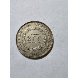 Moeda Brasil Império 200 reis 1863 Soberba