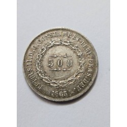 Moeda 500 Réis 1863 - Prata Império do Brasil terceiro sistema MBC
