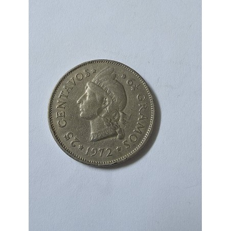 Moeda da República dominicana 25 centavos 1972