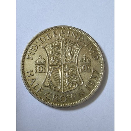 Moeda da Inglaterra half chrown 1937 prata 500 14g