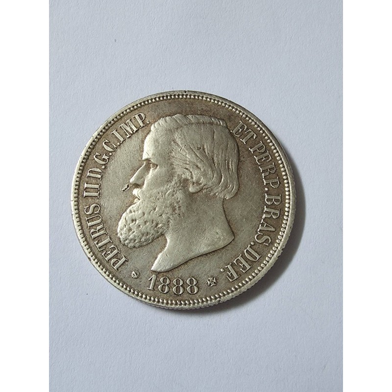 Moeda Brasil Império 1000 reis 1888 prata Terceiro Sistema MBC